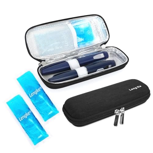 Medication Cooler Travel Case - Monjaro Travel Case with 2 Ice Packs, Medicine Cool Bag for Diabetic Supplies, Keep Medicine Cool While Traveling (Black)