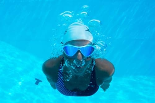 Zoggs Horizon Flex Mask Titanium Clear White Mirrored Blue — view 5