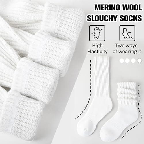 EBMORE Womens White Merino Wool Slouch Socks,Thermal Thick Winter Socks — view 3