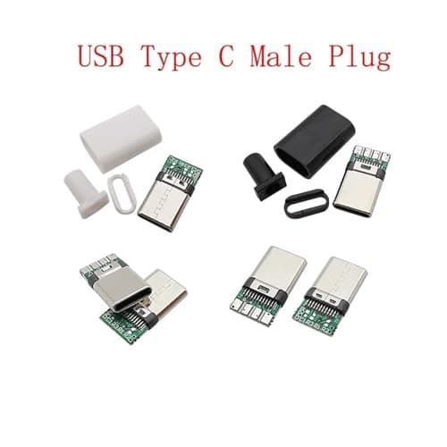 10Pcs USB Connectors Type C/USB 2.0 A Male Female Assembly Adapter DIY Soldering Repair Data Charging Plug Socket(Lavender) — view 3