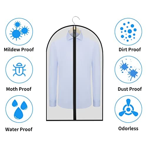 WAORZMK Garment Bags, 12 Pack 40 In Clear Plastic Suit Covers for Men Women — view 4
