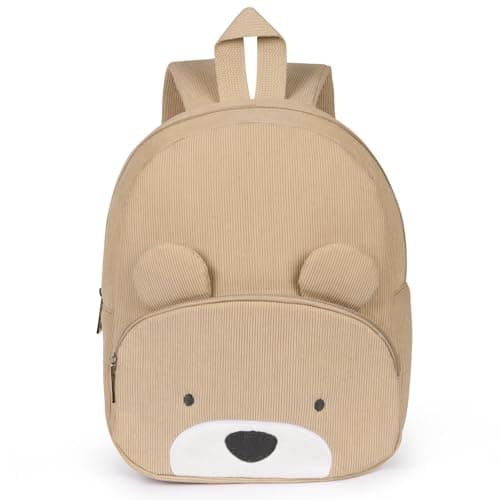 Aomig Kids Mini BackpackRucksack, Toddler Cartoon School Preschool Kindergarten Elementary Small Adjustable Corduroy Rucksack for School Travel(Cute Bear)