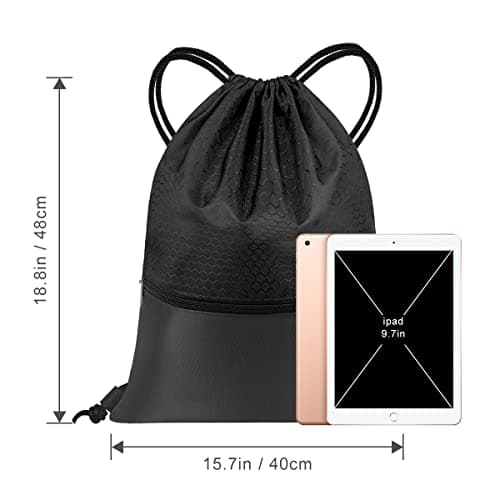 flintronic Drawstring Gym Bags, Waterproof Swimming Bag Sport Gym Sack, Large PE Bag Swim String Backpack with Zipper for School Sports Beach Holiday Travel - Kids & Adults — view 2