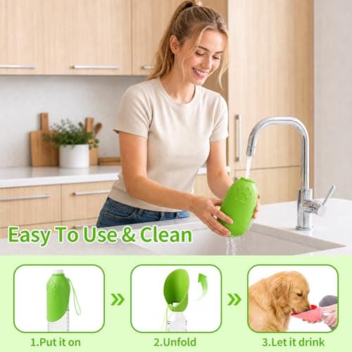 Adiwo 2Pcs Portable Silicone Pet Water Fountain, Dog Water Dispenser — view 4
