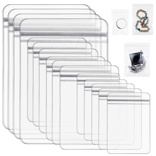 COMNICO 60PCS Jewelry Bags Clear Plastic Reclosable Thick Bags Necklace Ring Anti-Oxidation Storage Pouch for Photo Bakery Treats Travel Storage Packaging Shipping Transparent Organizer