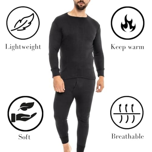 Heat Stoke®️ Pack of 2 Men's Thermal Long Johns Trouser Warm Base Layer Black Charcoal White S,M,L,XL,XXL (BLACK, L) — view 2