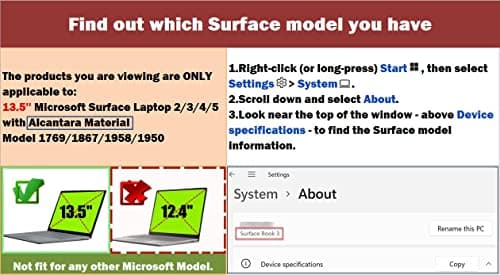 Se7enline Compatible with 2022 2021 2019 2018 13.5 inch Microsoft Surface Laptop Case for Surface Laptop 5/4/3/2 with Alcantara Material Model1769/1867/1958/1950 Hard Shell Case,Matte Black — view 2