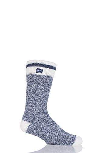 HEAT HOLDERS SOCKSHOP Mens 2.3 TOG Patterned and Plain Thermal Socks Pack of 1 Navy 6-11