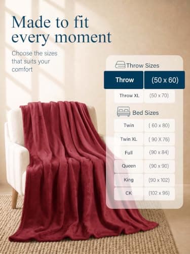 Utopia Bedding Ultra Soft Fleece Throw Blanket (127x152cm- Burgundy) — view 3