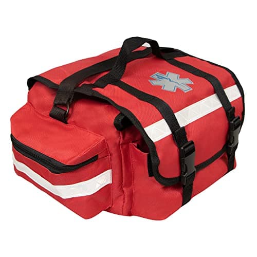Primacare KB-RO74-R First Responder Bag for Trauma, Professional Multiple Compartment Kit Carrier for Emergency Medical Supplies, Red, 17 x 9 x 7 inches