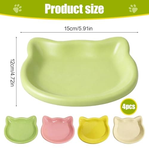 4-Pack Cat Bowls Set, Shallow Kitten Bowls, Low-Edge Wide Anti-Spill Whisker-Friendly Non-Slip Plastic Feeding Dishes for Indoor Cats — view 2