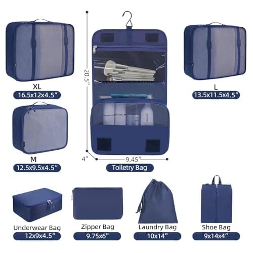 Porslin 8 Pack Packing Cubes for Travel Storage Bags and Packing Bags for Travel, Luggage Storage Set with Mesh Storage Bag for Travel Clothes — view 6