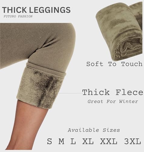 FUTURO FASHION Ladies Fur Lined Thick Leggings Thermal Fleece Lined Leggings Women Cozy Casual Warm Stretchy Mid Waist and High Waist Polar Trousers Pants I Sizes S-3XL Turquoise — view 3