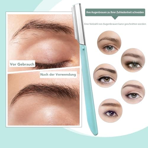Lanjue 8 Pcs Eyebrow Razor, Dermaplaning Face Blades, Hair Remover, Green — view 3