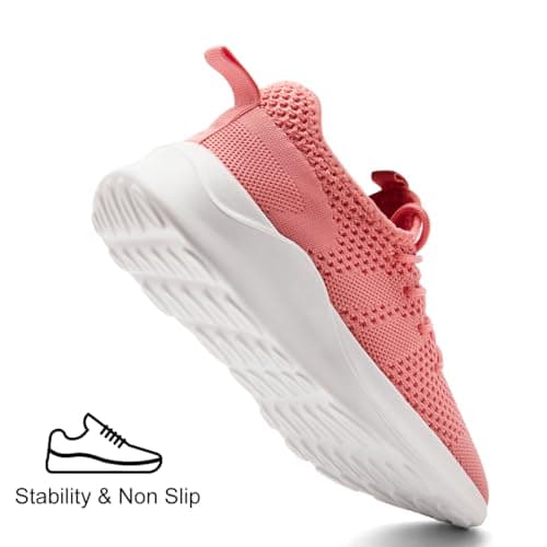 EGMPDA Women's Knitted Breathable Trainers Coral Red UK Size 6 — view 3