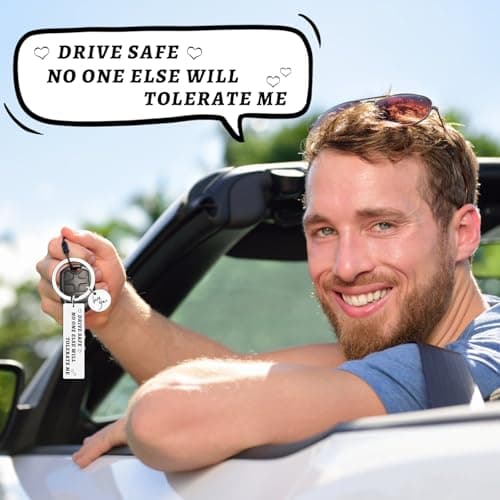 PaiTaiChan Drive Safe Keyring Personalised Keyrings Gifts with Box for Men Boyfriend Him Husband Partner Fiance Funny Christmas Valentines Birthday Presents Anniversary from Wife — view 2