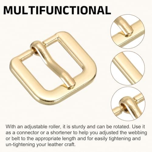 sourcing map Metal Roller Buckle, 6Pcs 0.98 Inch Single Prong Belt Buckle Square Replacement Bar Buckles for Leather Craft Accessories Belt, Light Gold — view 3