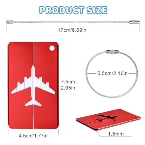 MOXYOY 5-Piece Metal Luggage Tags Set,Durable Aluminium Travel Suitcase ID Tags with Stainless Steel Cable Ties & Waterproof PVC Cards — view 2