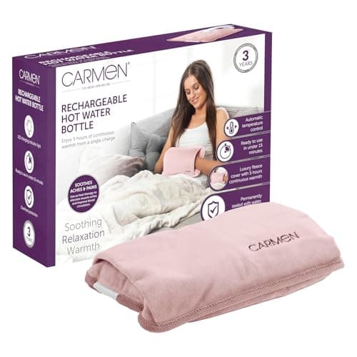 Carmen Rechargeable Hot Water Bottle, Soft Touch Fleece Cover, Hand Warmer, Automatic Temperature Control, Pink,H x 17cm W x 24cm,C85043PNK — view 2