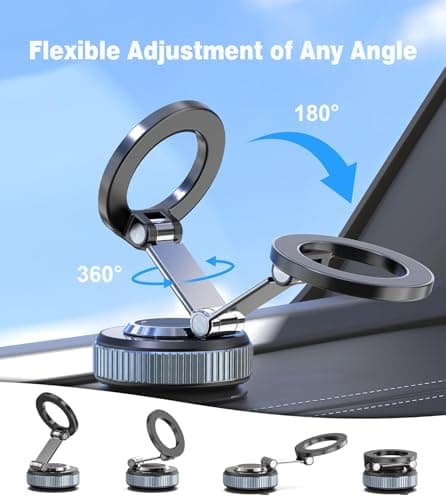 Gahenwo Vacuum Magnetic Car Phone Holder Stand,360° Adjustable Phone Mount for Magnetic with Suction Cup & Swivel Lock,Foldable Phone Holders Cell Phone Car Mount for iPhone/Android — view 2