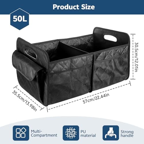 TranRantic Car Boot Organiser, 50L Trunk Storage Box with 7 Pockets — view 2