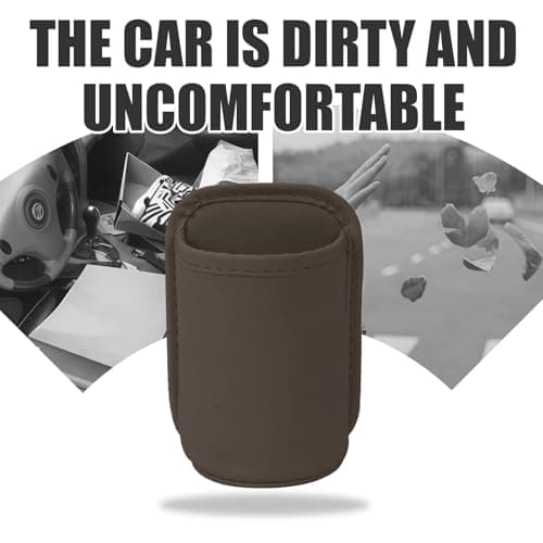 Auroriel 2 Pieces Car Cup Holder, Back Seat Clip, Large Cup and Bottle Holder, Multifunctional Door Pocket, Storage Organizer, Brown PU Leather — view 6