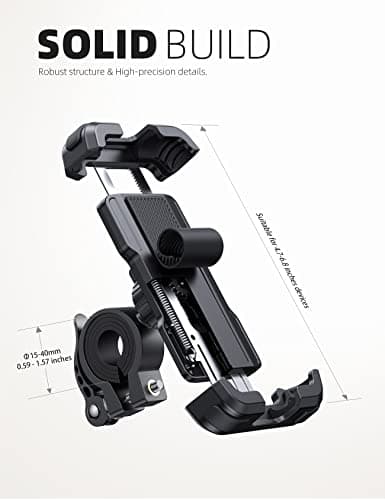 Lamicall Mobile Phone Holder Bicycle, Mobile Phone Holder Motorcycle - Universal 360° Bicycle Holder for iPhone 17 16 15 14 Pro Max Plus Air, 13 12 Pro Max Mini, 11, Xs Max, XR, X, 8, Samsung S25 — view 6
