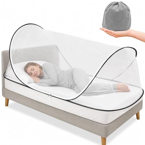 YADODO Mosquito Net for Bed Travel Portable Pop Up Mosquito Nets Tent 200x 90x 60cm Breathable Lightweight Single Bed Mosquito Netting Mesh Tent with Zip for Camping Patio Indoor Outdoor