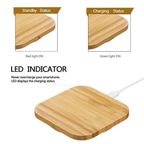 lopituwe Qi Certified Fast Bamboo Wireless bamboo Charger Wood Pad Compatible for Samsung Galaxy — view 6
