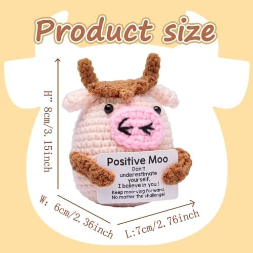 Positive Moo Good Luck Gifts Exam Results Gifts Positive Crochet Animals — view 3