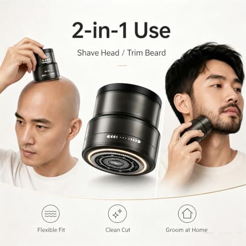 2-in-1 Smart Electric Bald Head Shaver and Beard Trimmer — view 2