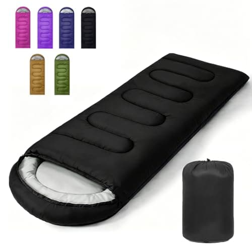 Sleeping Bags for Adults & Kids Sleeping Bag for 3-4 Season, Adult Blanket, Ultralight Carry Bag, Lightweight Compact, Soft for Outdoor Camping, Travel, Hiking (Black Plush Comfort 0-18°C)