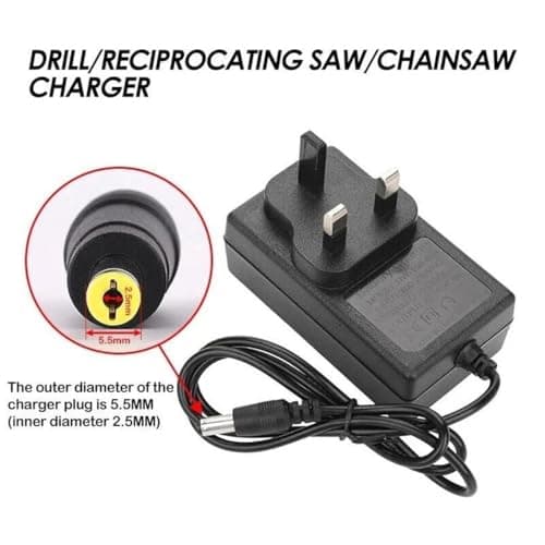 FiTspi 18V/21V 1A Universal Battery Charger with Indicator Light for Cordless Drill Battery Chainsaw, Power Adapter for Lithium Battery AC 100 240V Input With 5.5x2.5mm DC Output — view 3