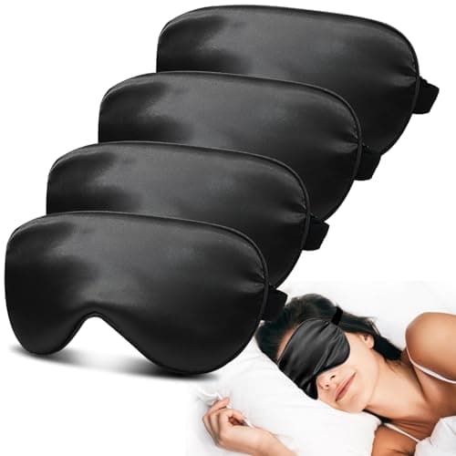 JroyJoy Super Soft Silk Sleep Mask, 100% Blackout for Sleeping (4 Packs)