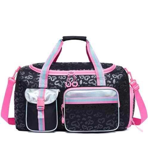 Kids Duffle Bag Girls Women Travel Bag Gifts Overnight Bag for Girls Women Tote Bag Sleepover Bag for Girls Gym Dance Bag with Shoes Compartment