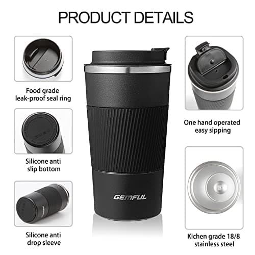 GEMFUL 510ml Thermal Coffee Cup Insulated Stainless Steel Travel Tumbler — view 5