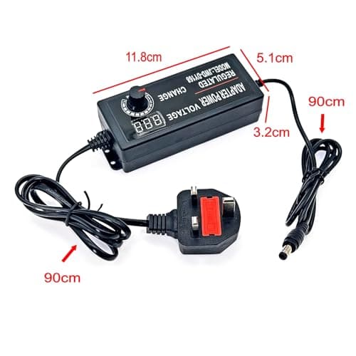 JZK DC 3-12V 5A Adjustable Variable AC/DC Adapter Charger with LED Voltage Display, Universal Power Supply Transformer 60W Max 100-240V AC to DC Converter 3V 4V 4.5V 5V 6V 7V 8V 9V 10V 12V — view 2