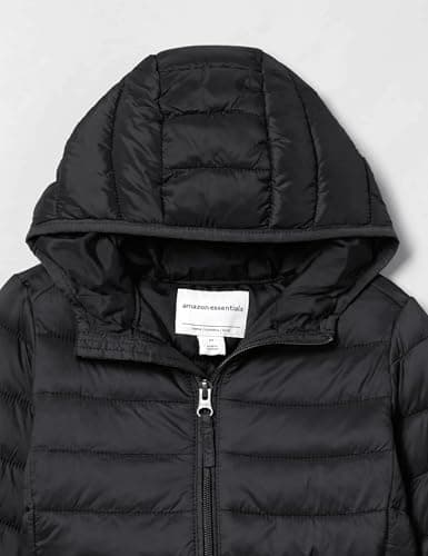 Amazon Essentials Boys' Lightweight Water-Resistant Packable Hooded Puffer Jacket, Black, 9 Years — view 4