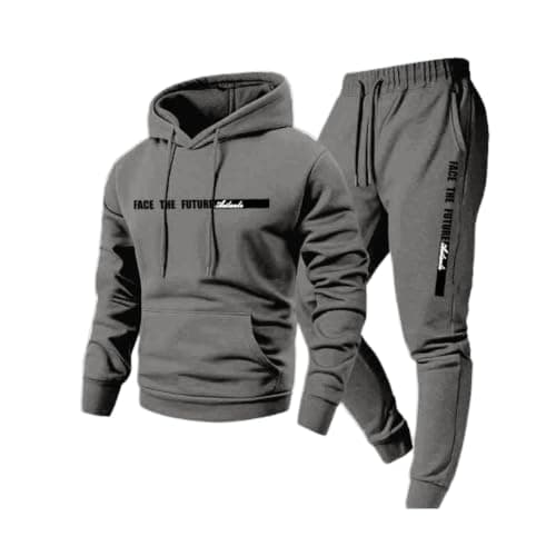 MOKBAY Tracksuit Men, Fashion Stylish Training 2 Piece Loungewear Activewear Gym Clothes, Classic Winter Yoga Thermal Travel Hoodies Trousers Warm Active Track Suit Tops for Men, 3XL