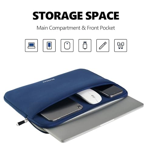 BAAGOAZ Laptop Sleeve 14 Inch Protective Case with Front Pocket, Navy Blue — view 2