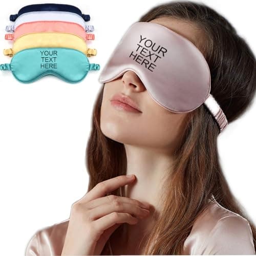 Personalised Embroidered Luxury Silk Eye Mask Soft Relax Travel Filled Blindfold (Pink Eye Mask) — view 3