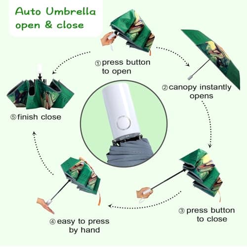 Kids Folding Umbrella, Windproof Automatic Travel Umbrella for Boys Roaring — view 6