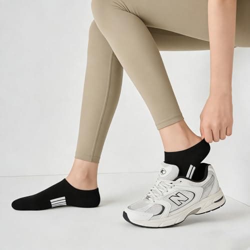 LXEASYGO 10 Pairs Invisible Trainer Socks for Women Non-Slip Silicone Stripes Ladies Girls Low Cut No Show Running Ankle Socks (UK, Alpha, One Size, Regular, Regular, 10 Pairs Multicolor) — view 2
