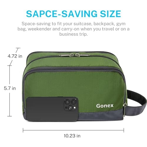 Gonex Men's Toiletry Bag, Water-Resistant Nylon Travel Wash Shower Bag — view 5
