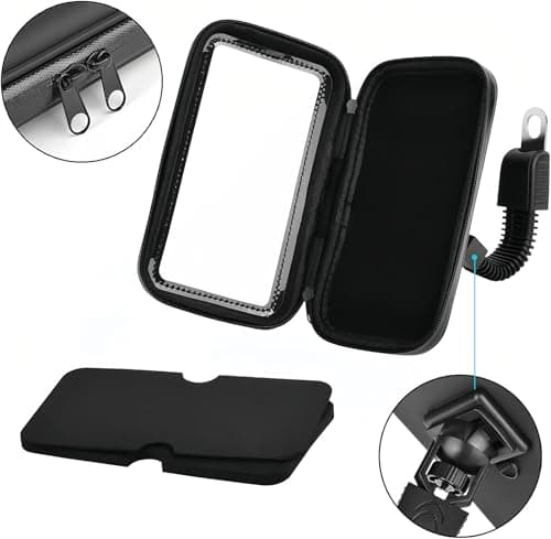SUNSEATON 360-degree Rotating Waterproof Motorcycle Phone Support Holder, Motorbike Mount Case Stand Phone Holder, Universal Motorcycle Holder for Phones GPS Smaller than 6.2" (XL, Black) — view 5