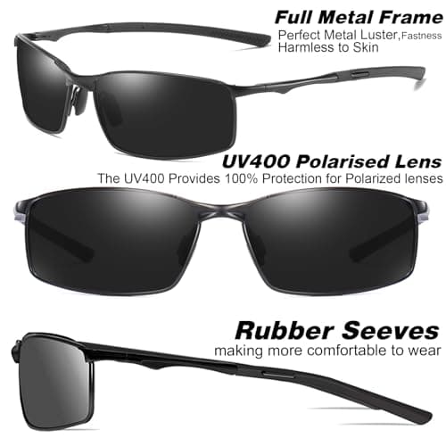 Polarised Sunglasses Mens Womens UV Protection Pilot Metal Frame — view 3