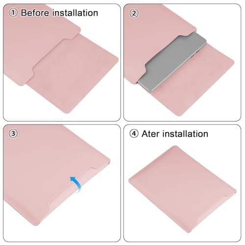 HoYiXi 15.6" Laptop Sleeve Case PU Leather with Stand Compatible with MacBook Pro 16/15.4'' MacBook Pro 15, Mac Air 15,16'' Laptop Bag for Dell, Acer, Asus,15-16'' laptop case,Pink — view 6