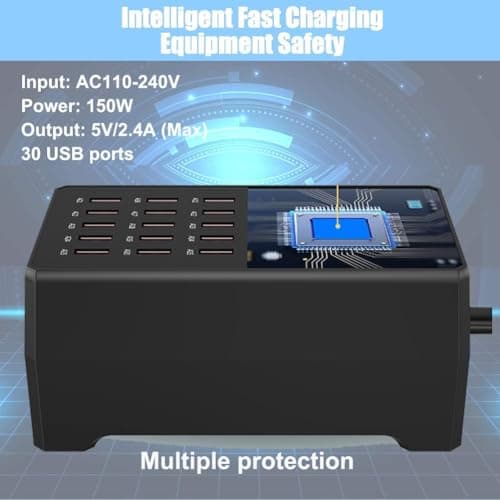 Balabaxer USB Charger Station,30-Port 150W/30A Multiple USB Charging Station,Multi Ports Charger Charging for Smartphones，Tablets and Other Devices. — view 4