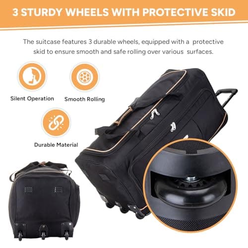 Skylark 36" XL Extra Large Suitcase Lightweight Wheeled Duffle Bag Holdall Luggage Travel Bag 3kg 155L Black — view 6