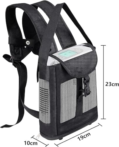 Water Resistant Oxygen Backpack,Lightweight Portable Oxygen Concentrator Backpack for G3 Unit,Breathable & Comfortable POC Carrying Bag with Mesh Panels (Black) — view 3